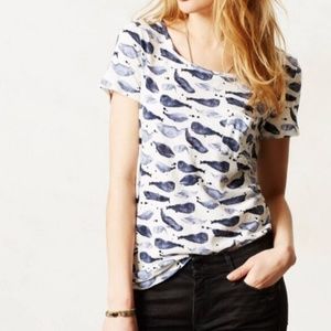 Anthropologie Postmark Whale Watercolor Tee